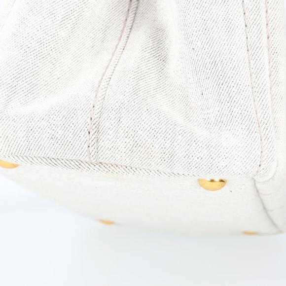 PRADA CANAPA Tote BIANCO Light Grey Leather Denim White Bag Shoulder Bag h - Picture 14 of 16